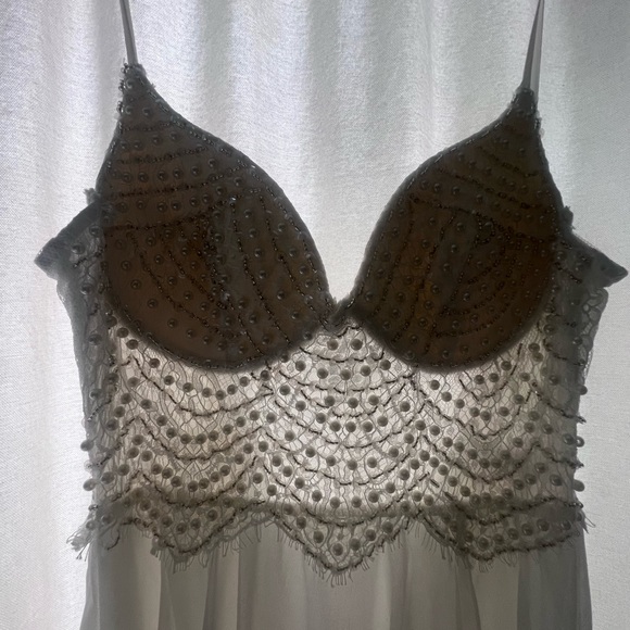 Lulu’s Forever Devoted White Beaded Pearl Chiffon Maxi Dress - Picture 3 of 4